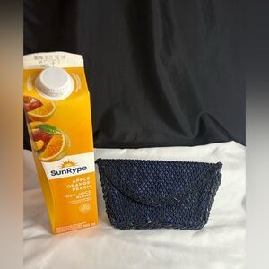 Navy sparkly beaded clutch